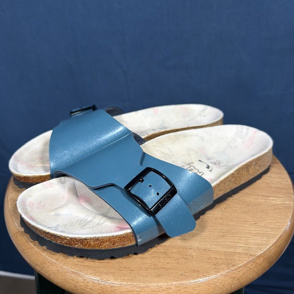Birki's by Birkenstock Catalina Womens Blue Glitter Sandals Sz 39 US 8 Y2K NICE